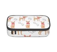 Trousse à Crayons, Trousse à Crayons imprimée de Grande capacité, Porte-Crayon pour Bureau, école,Chihuahua Chiens Mignons Et Bol