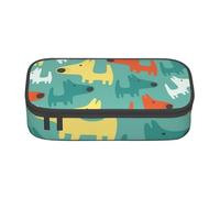 Trousse à Crayons, Trousse à Crayons imprimée de Grande capacité, Porte-Crayon pour Bureau, école,Chiot De Chien De Dessin Animé Drôle Mignon