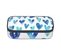 Trousse à Crayons, Trousse à Crayons imprimée de Grande capacité, Porte-Crayon pour Bureau, école,Coeur Bleu Élégant Romantique Unique