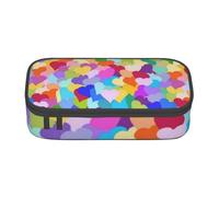 Trousse à Crayons, Trousse à Crayons imprimée de Grande capacité, Porte-Crayon pour Bureau, école,Confettis Coeur Arc-en-Ciel