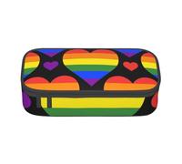 Trousse à Crayons, Trousse à Crayons imprimée de Grande capacité, Porte-Crayon pour Bureau, école,Drapeau de la fierté Gay Rainbow Hearts