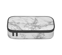 Trousse à Crayons, Trousse à Crayons imprimée de Grande capacité, Porte-Crayon pour Bureau, école,Élégant Marbre Chic Blanc Gris Argent Glitter