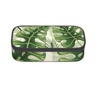Trousse à Crayons, Trousse à Crayons imprimée de Grande capacité, Porte-Crayon pour Bureau, école,Feuilles Tropicales été Vert