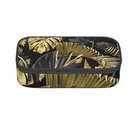 Trousse à Crayons, Trousse à Crayons imprimée de Grande capacité, Porte-Crayon pour Bureau, école,Feuilles Tropicales Noires dorées