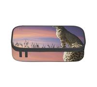 Trousse à Crayons, Trousse à Crayons imprimée de Grande capacité, Porte-Crayon pour Bureau, école,Guépard donnant sur Savannah avec Sunset Sky