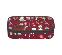 Trousse à Crayons, Trousse à Crayons imprimée de Grande capacité, Porte-Crayon pour Bureau, école,Husky Candy Canes Bas Vacances Chien Ruby