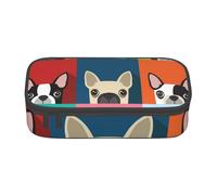 Trousse à Crayons, Trousse à Crayons imprimée de Grande capacité, Porte-Crayon pour Bureau, école,Impression colorée de Boston Terrier