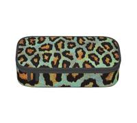 Trousse à Crayons, Trousse à Crayons imprimée de Grande capacité, Porte-Crayon pour Bureau, école,Imprimé Animal Chic léopard Bleu Sarcelle
