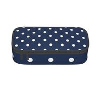 Trousse à Crayons, Trousse à Crayons imprimée de Grande capacité, Porte-Crayon pour Bureau, école,Imprimé Pois Blancs Bleu Marine