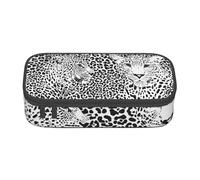 Trousse à Crayons, Trousse à Crayons imprimée de Grande capacité, Porte-Crayon pour Bureau, école,Léopard Tigre Imprimé Noir Et Blanc