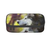 Trousse à Crayons, Trousse à Crayons imprimée de Grande capacité, Porte-Crayon pour Bureau, école,Malamute d'Alaska Bokeh Animaux Chiens Mignon