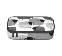 Trousse à Crayons, Trousse à Crayons imprimée de Grande capacité, Porte-Crayon pour Bureau, école,Moutons drôles sur Fond Gris