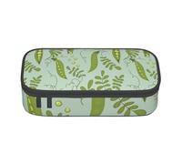 Trousse à Crayons, Trousse à Crayons imprimée de Grande capacité, Porte-Crayon pour Bureau, école,Pois Verts Laissent Bleu