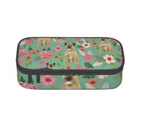 Trousse à Crayons, Trousse à Crayons imprimée de Grande capacité, Porte-Crayon pour Bureau, école,Race de Chien Border Terrier Florals