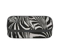 Trousse à Crayons, Trousse à Crayons imprimée de Grande capacité, Porte-Crayon pour Bureau, école,Rayures Zébrées Imprimées Noir Et Blanc