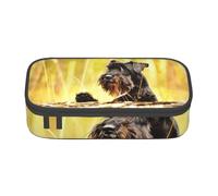 Trousse à Crayons, Trousse à Crayons imprimée de Grande capacité, Porte-Crayon pour Bureau, école,Schnauzer Nain Animaux de Compagnie Chiens Noirs