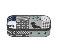 Trousse à Crayons, Trousse à Crayons imprimée de Grande capacité, Porte-Crayon pour Bureau, école,Silhouette de Race de Chien de Compagnie Teckel Noir et feu