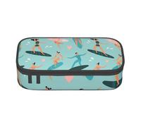 Trousse à Crayons, Trousse à Crayons imprimée de Grande capacité, Porte-Crayon pour Bureau, école,Surfeurs sur la Plage avec des Planches de Surf
