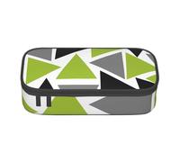 Trousse à Crayons, Trousse à Crayons imprimée de Grande capacité, Porte-Crayon pour Bureau, école,Triangles Aléatoires Vert Lime Gris Noir sur Blanc