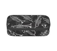 Trousse à Crayons, Trousse à Crayons imprimée de Grande capacité, Porte-Crayon pour Bureau, école,Trompettes de Croquis Noir et Blanc