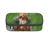 Trousse à Crayons, Trousse à Crayons imprimée de Grande capacité, Porte-Crayon pour Bureau, école,Yorkshire Terrier Pelouse Chiens Mignons Ummer Arc Rouge
