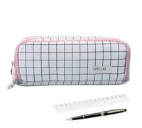 Trousse à crayons - Trousse à crayons pour adulte | Grande capacité | Trousse de maquillage souple pour stylos, ciseaux, règle, journal, bureau, collège, école, artistes, étudiants, Rose et blanc