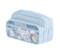 Trousse à crayons Trousse à crayons Simple Grande Valise Organisateurs Poches Fermetures à glissière Boîte de rangement extensible Titulaire Grand porte-capacité, bleu