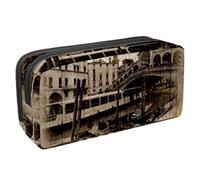Trousse à crayons, trousse de papeterie pour adolescents, garçons et filles, fournitures scolaires de bureau - Le pont du Rialto et le canal Grande à Venise, multicolore, 2.3x8.2x3.9in/6x21x10cm,