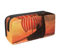 Trousse à crayons, trousse de papeterie pour adolescents, garçons et filles, fournitures scolaires et de bureau - Bateau viking voiles vers de nouveaux rivages, multicolore, 2.3x8.2x3.9in/6x21x10cm,