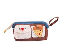 Trousse à crayons, trousse de rangement pour stylos, grande capacité, motif ours de dessin animé, grande ouverture, trousse de papeterie pour enfants, tissu Oxford, 24 x 12 x 8,4 cm, 123 g, marron