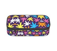 Trousse à crayons unisexe avec imprimé de mauvaises herbes colorées et vives, sac de rangement polyvalent pour bureau, voyage ou maquillage