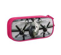 Trousse à crayons US Army Avion - Fermeture éclair lisse - Grande trousse à crayons portable - Sac de rangement pour fournitures scolaires et maquillage, rose, Taille unique, Trousse de beauté