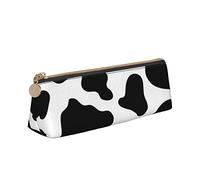 Trousse à crayons Vache Spot Print Pochette à crayons en cuir Grande capacité Trousse à stylos à crayons Sac cosmétique Fournitures scolaires