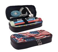 Trousse à crayons Villa on The Top of The Hill avec fermeture éclair - Grande capacité - Esthétique - Trousse à crayons - Portable - Pour bureau, papeterie, maquillage, bureau, drapeau des usa, Taille