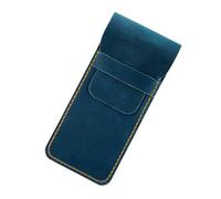 Trousse à crayons vintage en cuir Grand sac de rangement portable pour fontaines de voyage Étui d'organisation pour hommes femmes Protecteur en cuir fait main, bleu