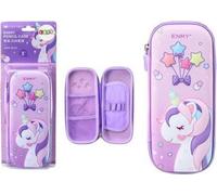 Trousse à crayons violette avec licorne 3D Trousse à crayons avec deux compartiments