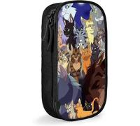 Trousse A Crayons Warrior-Cats 2025, Grande Capacite, Double Fermeture Eclair, Bleu, Noir, Saoe010826