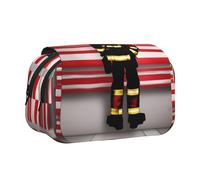 Trousse à double clapet avec fermeture éclair, grande capacité pour fournitures artistiques et voyages Motif drapeau des États-Unis Rouge