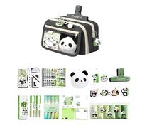 Trousse À Fermeture Éclair Avec 9 Compartiments En Toile Avec De Panda Culturel Pour Étudiants Essentiels Pour Le Lieu Travail Ensemble Trousse En Tissu