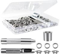 Trousse à œillets Outils 10mm Kit de Grommets Eyelets Ensembles Oeillet Couture avec Outils d'Installation et Boîte pour Toile Cuir Bâche Tente l'auvent de Réparation 100 Set (18mm)