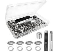 Trousse à œillets Outils, Ensembles Oeillets 100 Set, Oeillets pour baches, Kit de Grommets Eyelets, pour Toile Bâche Tente de Réparation Argent