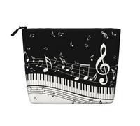 Trousse à maquillage âne et fleur - Organiseur de voyage à une seule couche de grande capacité, organiseur quotidien avec fermeture éclair, Note de musique noire et blanche, Taille unique