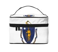 Trousse à maquillage avec drapeau de l'État du Massachusetts. Trousse de toilette imprimée Fashionwoman, grand organisateur de toilette pour voyage