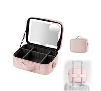 Trousse À Maquillage avec Éclairage LED Sac Organisateur De Maquillage avec Grand Miroir Éclairé 3 Modes De Couleur Luminosité Réglable, Étanche en Cuir PU Makeup Travel Train Case