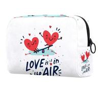Trousse à maquillage avec fermeture éclair et motif cœurs heureux pour femme, trousse de toilette de voyage, grande pochette de maquillage pratique, multicolore, 18.5x7.5x13cm/7.3x3x5.1in, Trousse de