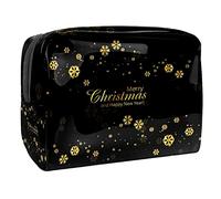 Trousse à maquillage avec flocons de neige et inscription Merry Christmas, Multicolore 01., 18.5x7.5x13cm/7.3x3x5.1in, Trousse de beauté