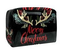Trousse à maquillage avec flocons de neige et inscription Merry Christmas, Multicolore 05, 18.5x7.5x13cm/7.3x3x5.1in, Trousse de beauté