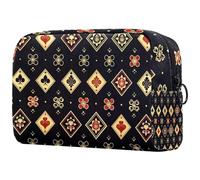 Trousse à maquillage avec motif carte de poker pour femme, trousse de toilette de voyage, grande pochette de maquillage pratique avec fermeture éclair, multicolore, 18.5x7.5x13cm/7.3x3x5.1in, Trousse