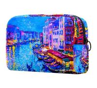 Trousse à maquillage City of Venice pour femme, trousse de toilette de voyage, grande pochette de maquillage pratique avec fermeture éclair, multicolore, 18.5x7.5x13cm/7.3x3x5.1in, Trousse de toilette