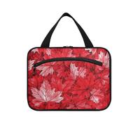 Trousse à maquillage de voyage avec crochet - Feuilles d'érable rouges en automne - Grande capacité - Trousse de toilette pour voyageur - Maleta para maquillaje, Feuilles d'érable rouges en automne, L